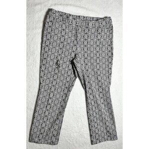 Chico's Women's Secret Stretch Straight Leg Pants 1.5R Black White Tile Print